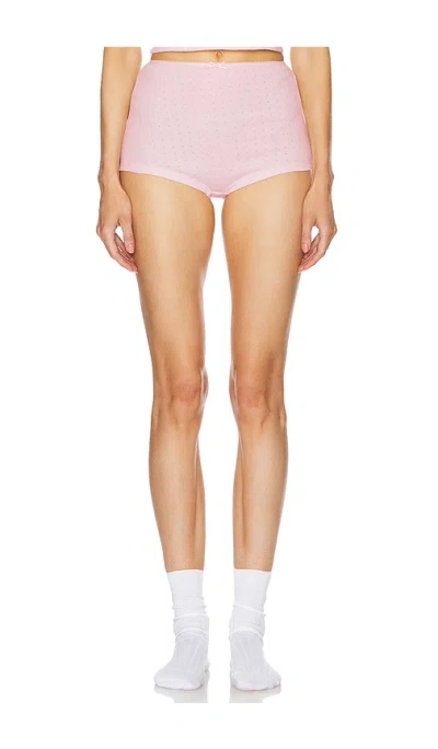 Helsa Pointelle Boy Shorts In Barely Pink