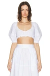 Helsa Poplin Cropped Peasant Top In White