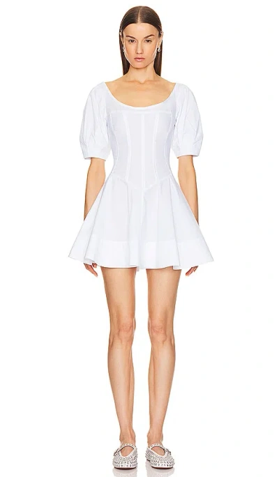 Helsa Poplin Sculptural Mini Dress In White