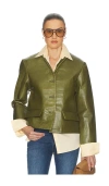 Helsa Puffy Leather Jacket In Brown