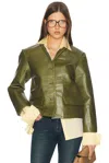 Helsa Puffy Leather Jacket In Brown