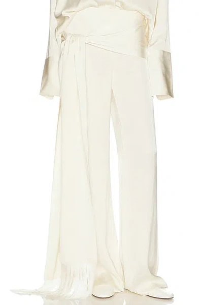 Helsa Satin Pants With Tie And Fringe In Neutral
