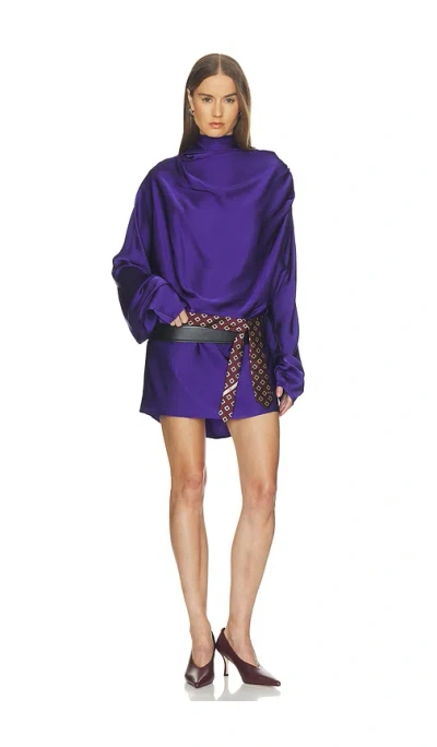 Helsa Satin Shirt Dress In Purple