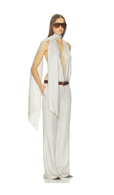 Helsa Scarf Halter Jumpsuit In Neutral