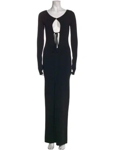 Pre-owned Helsa Scoop Neck Long Dress In Black