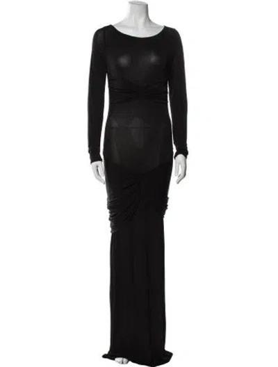 Pre-owned Helsa Scoop Neck Long Dress In Black