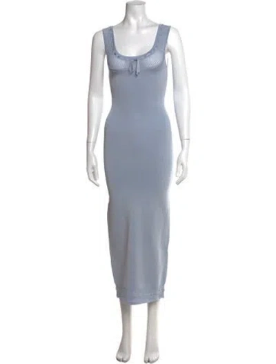 Pre-owned Helsa Scoop Neck Long Dress In Blue