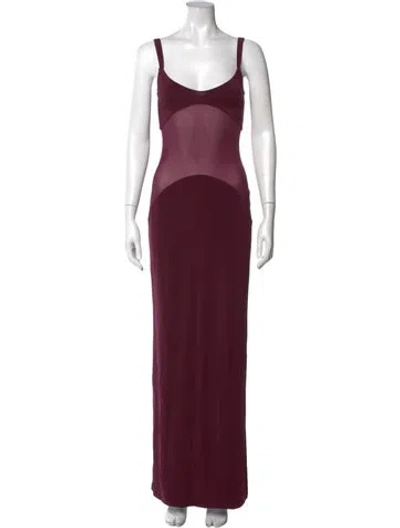 Pre-owned Helsa Scoop Neck Long Dress In Burgundy