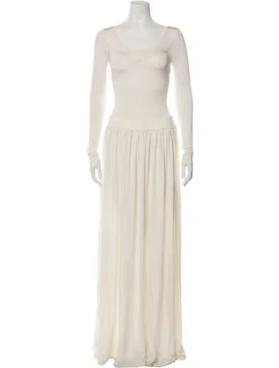 Pre-owned Helsa Scoop Neck Long Dress In Neutrals