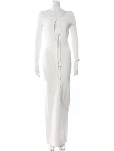 Pre-owned Helsa Scoop Neck Long Dress In White