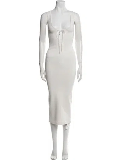 Pre-owned Helsa Scoop Neck Long Dress In White