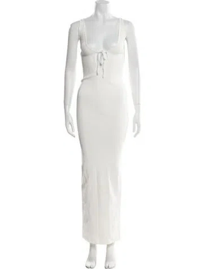 Pre-owned Helsa Scoop Neck Long Dress In White