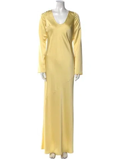 Pre-owned Helsa Scoop Neck Long Dress In Yellow