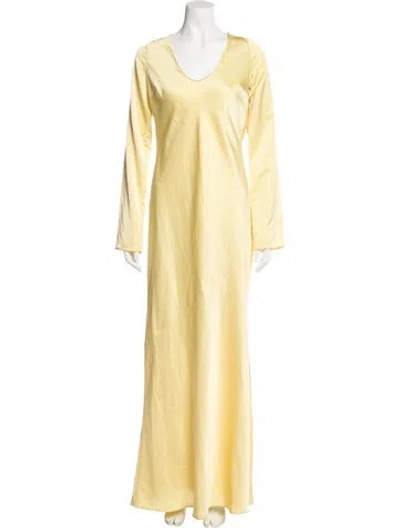 Pre-owned Helsa Scoop Neck Long Dress In Yellow