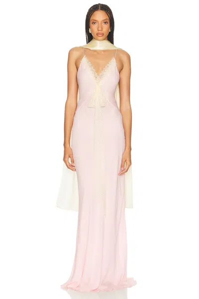 Helsa Sheer Georgette Gown With Lace In Transparent