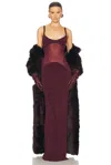 Helsa Sheer Knit Curve Maxi Dress In Merlot