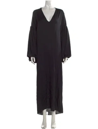 Pre-owned Helsa Silk Long Dress In Black