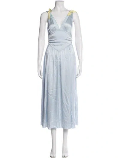 Pre-owned Helsa Silk Long Dress In Blue