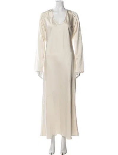 Pre-owned Helsa Silk Long Dress In Neutrals