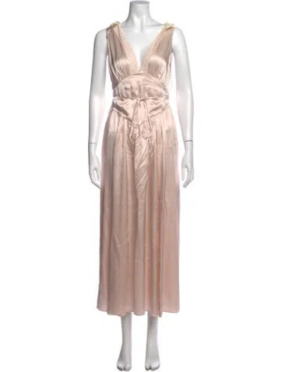 Pre-owned Helsa Silk Long Dress In Pink