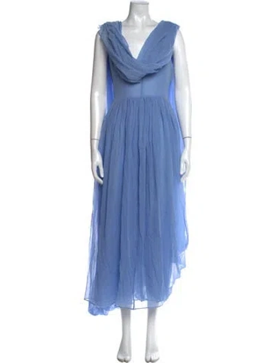 Pre-owned Helsa Silk Long Dress W/ Tags In Blue