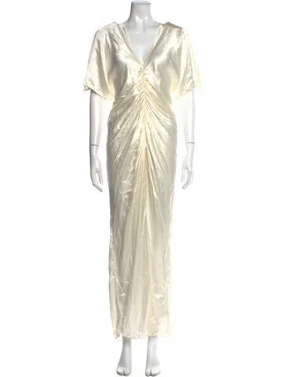 Pre-owned Helsa Silk Long Dress W/ Tags In Neutral