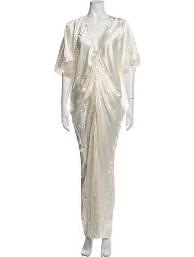 Pre-owned Helsa Silk Long Dress W/ Tags In Neutrals