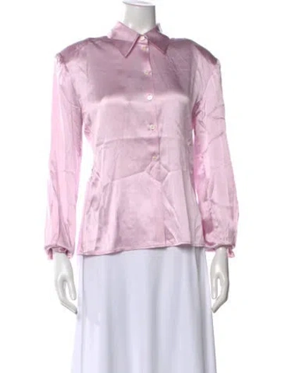 Pre-owned Helsa Silk Long Sleeve Blouse In Pink