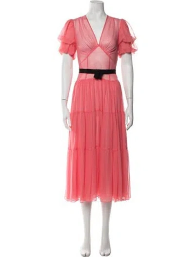 Pre-owned Helsa Silk Midi Length Dress In Pink