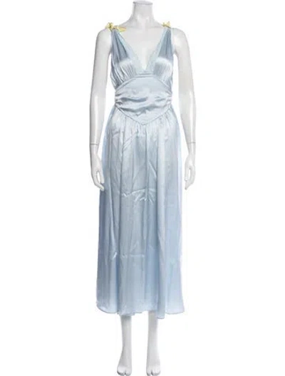 Pre-owned Helsa Silk Midi Length Dress W/ Tags In Blue
