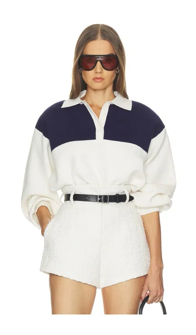 Helsa Sindy Color Block Knit Polo In Ivory & Navy