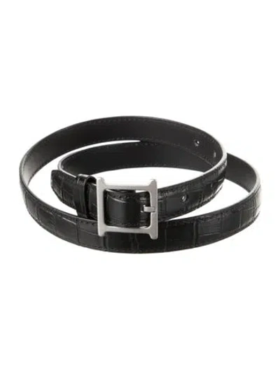 Pre-owned Helsa Skinny Leather Waist Belt In Black