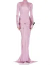 Helsa Slinky Jersey Sarong Maxi Dress In Elderberry In Pink