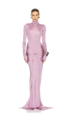 Helsa Slinky Jersey Sarong Maxi Dress In Elderberry In Mauve