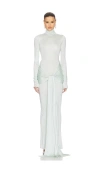Helsa Slinky Jersey Sarong Maxi Dress In Mint