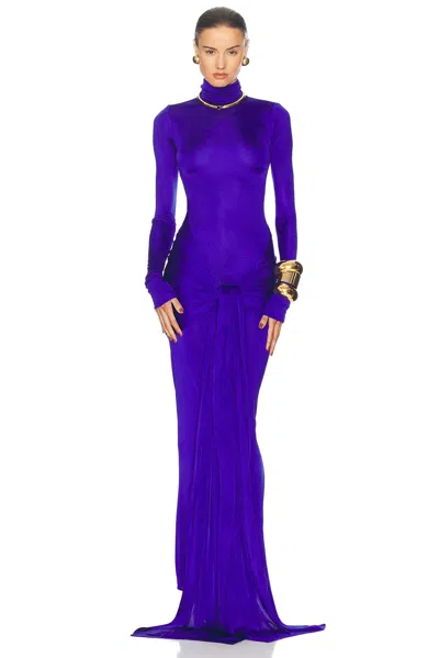 Helsa Slinky Jersey Sarong Maxi Dress In Royal Blue