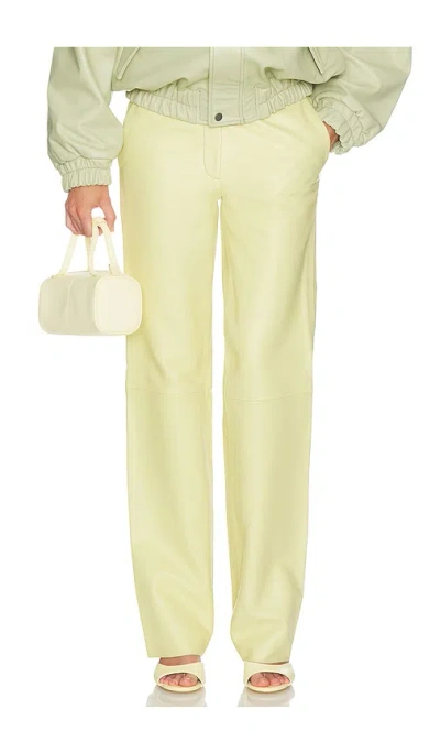 Helsa Soft Lamb Leather Pants In Yellow