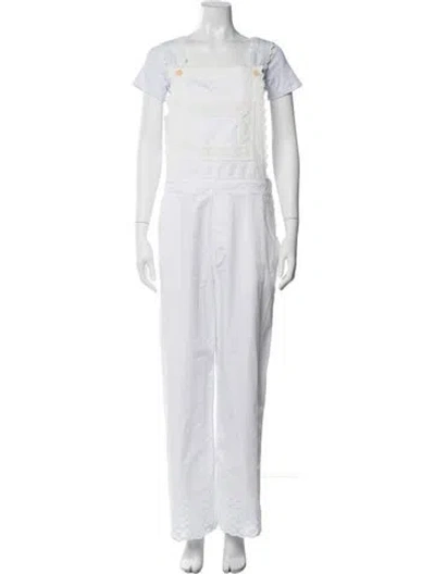 Pre-owned Helsa Square Neckline Jumpsuit In White