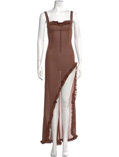 Pre-owned Helsa Square Neckline Long Dress In Brown