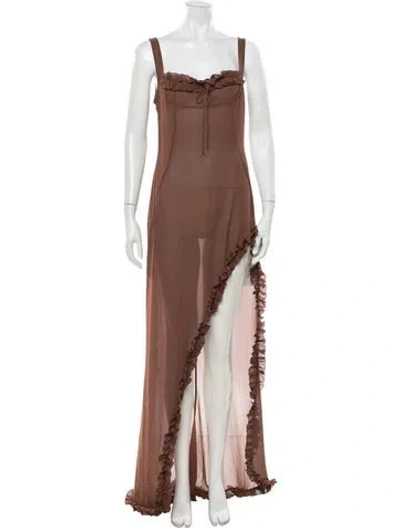 Pre-owned Helsa Square Neckline Long Dress In Brown
