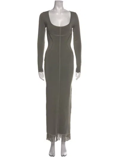 Pre-owned Helsa Square Neckline Long Dress In Green