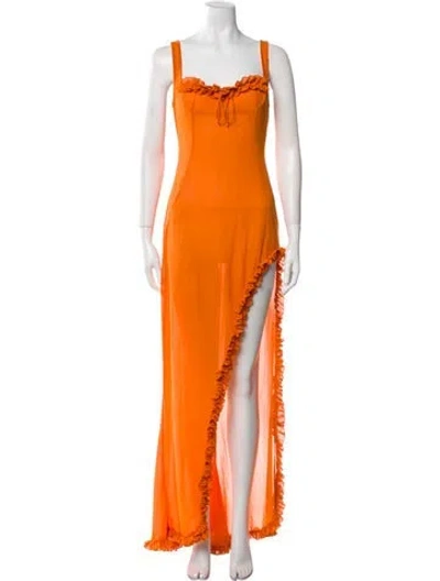 Pre-owned Helsa Square Neckline Long Dress In Orange
