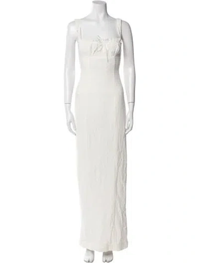 Pre-owned Helsa Square Neckline Long Dress In White