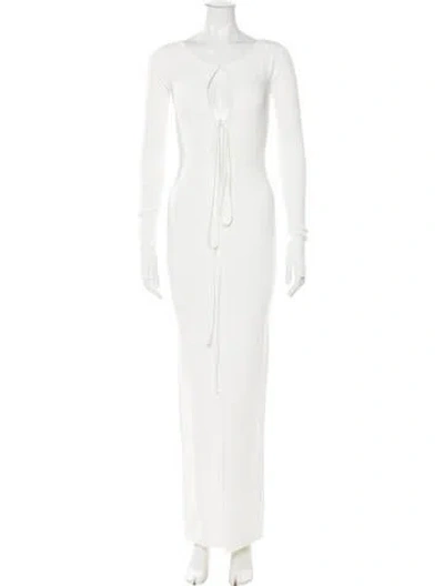 Pre-owned Helsa Square Neckline Long Dress In White
