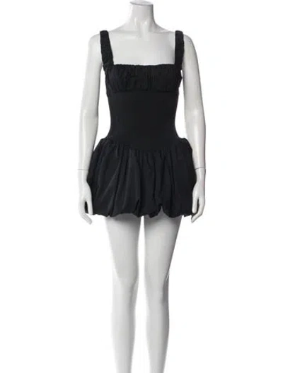 Pre-owned Helsa Square Neckline Mini Dress In Black