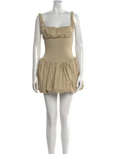 Pre-owned Helsa Square Neckline Mini Dress In Neutral
