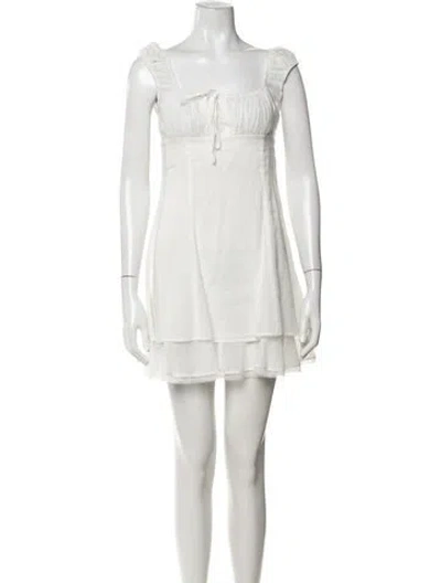 Pre-owned Helsa Square Neckline Mini Dress In Neutrals