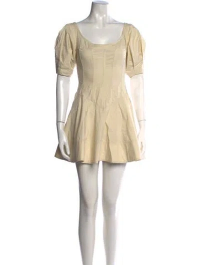 Pre-owned Helsa Square Neckline Mini Dress In Neutrals