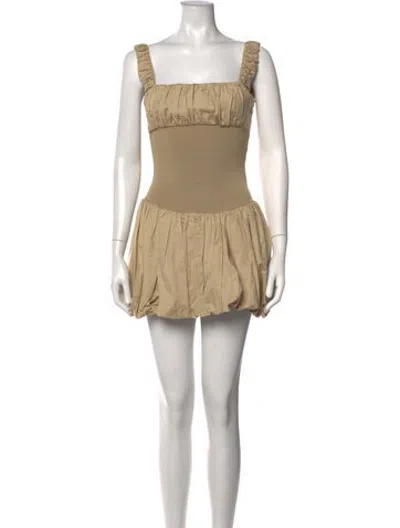 Pre-owned Helsa Square Neckline Mini Dress In Neutrals