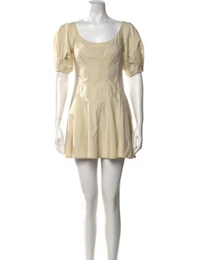 Pre-owned Helsa Square Neckline Mini Dress In Neutrals